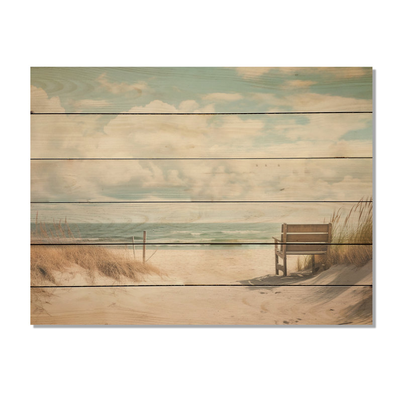 «Beach Grass Landscape II», reproduction sur bois, H 10 po x l 20 po x P 0,78 po