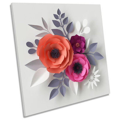 Floral Paper Poppy Flowers Picture - Wrapped Canvas Art Prints