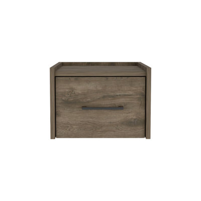 Modern Floating Nightstand , End Table, Side Table Wall-Mounted Single Drawer Design with Handle- Dark Brown - Bedroom