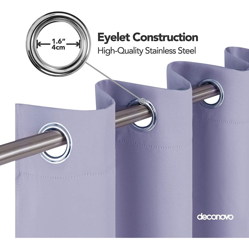 Deconovo Curtains Solidout Super Soft Thermal Insulated Eyeletout Curtains For Bedroom 1 Panel, Light Purple