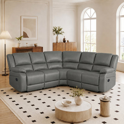 Talley 5 Piece Faux Leather Reclining Sectional with a Drop Down Table Seat