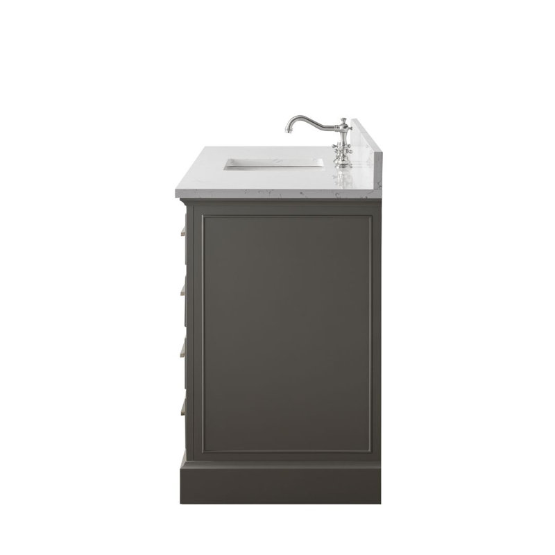 Thompson 60" W Single Bathroom Vanity, Gray/Brushed Nickel