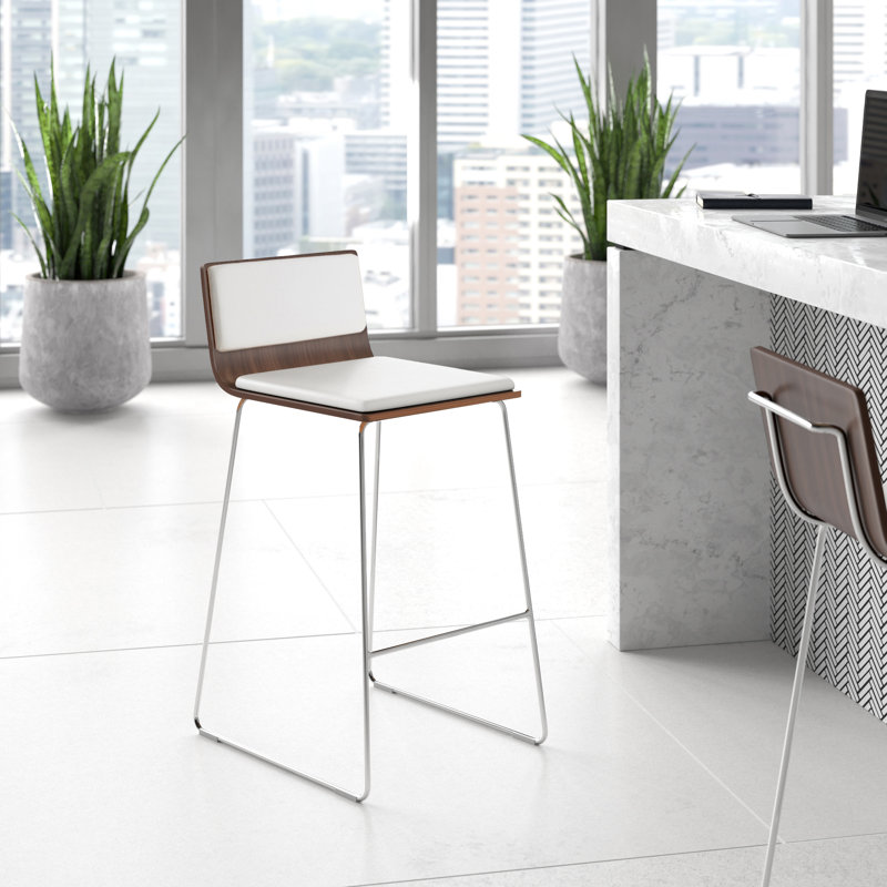 Tabouret de bar et de comptoir Seguin, Noyer, Blanc, Tabouret de comptoir (assise de 24 po de hauteur)