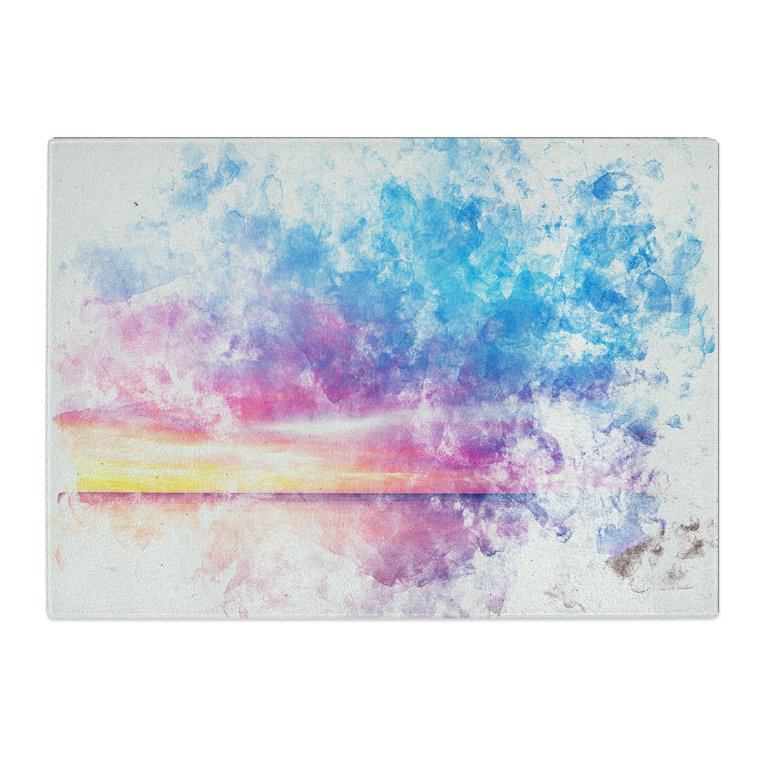 Tempered Glass Beach in Malaga Spain Watercolour Chopping Board