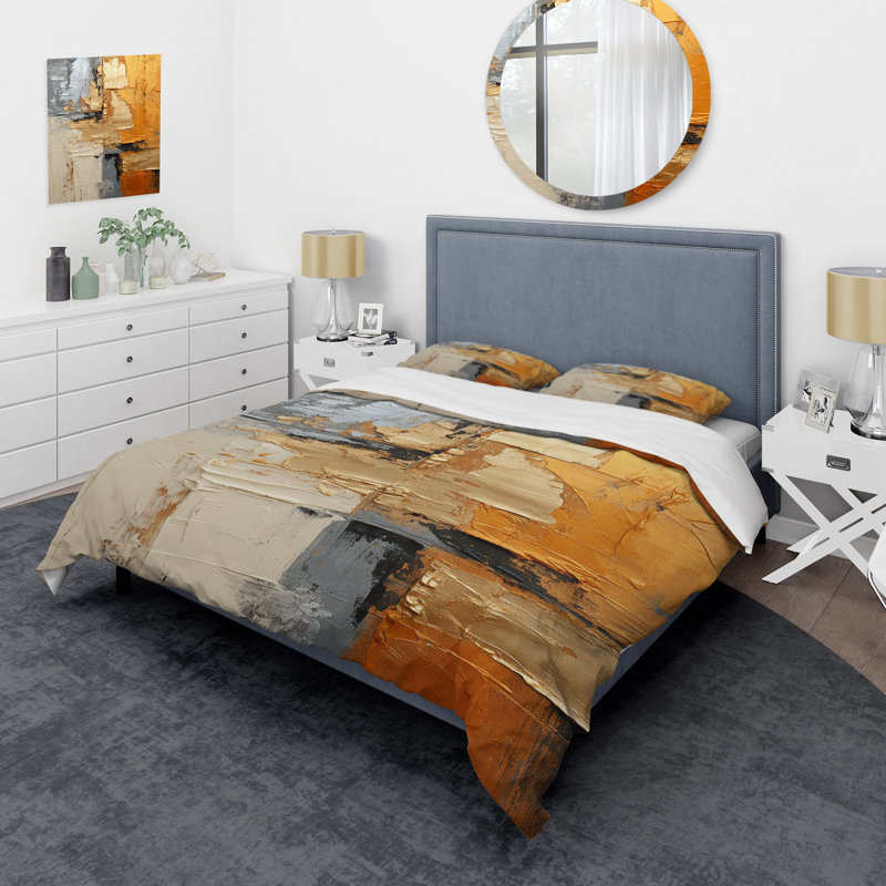 Literie , Housse de couette pour grand lit et 2 taies décor
