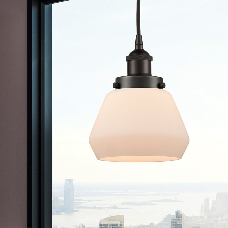 Luminaire suspendu conique à 1 lumière Cahn, Blanc, Bronze huilé