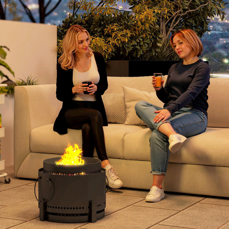 Round Metal Charcoal Smokeless Fire Pit