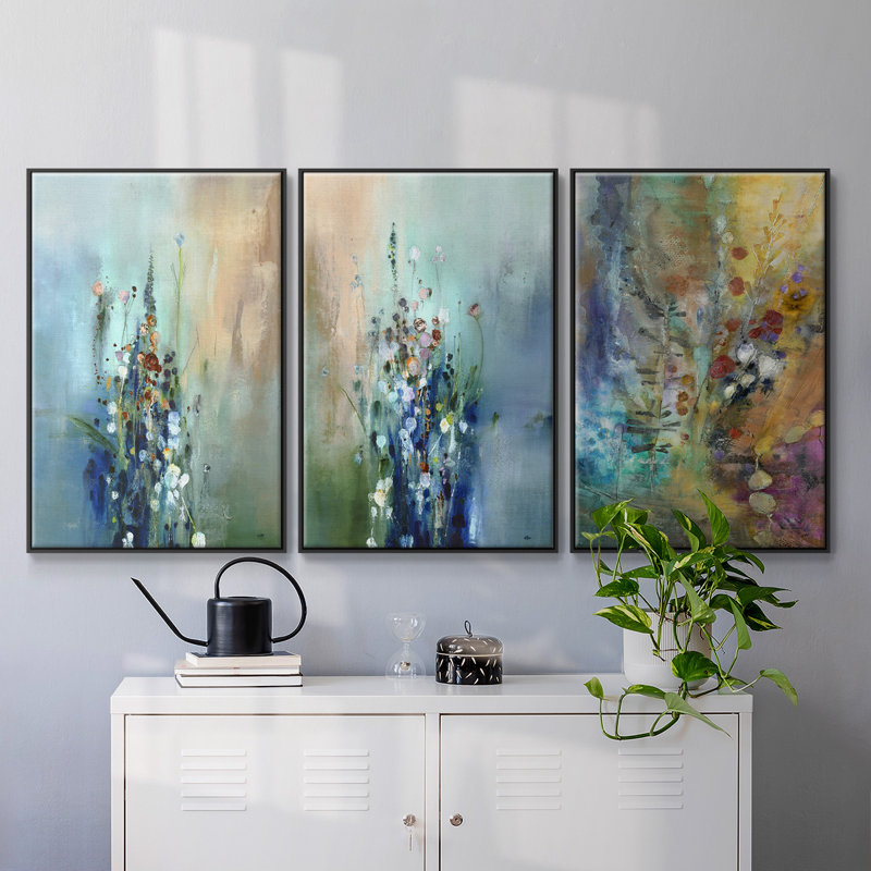 «Fall Fling», impression sur toile 3 pièces, H 36 po x l 72 po x P 2 po, Noir