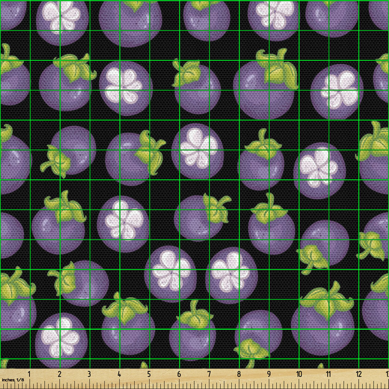 Charlonda Cartoonish Eggplants Flowers Multi-Purpose Fabric