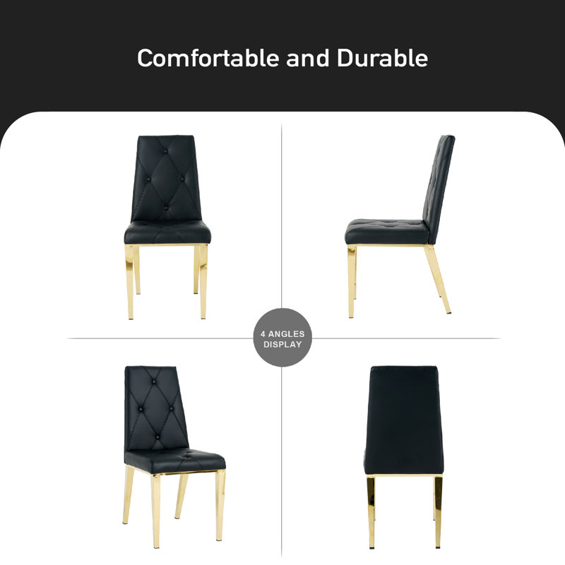 Chaise parsons Kimayah, Noir, Or