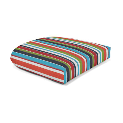 Casual Cushion Stripe SunbrellaFabric 1-Piece Indoor/Outdoor Wicker Seat Pad Cushion, 19.5"W x 19.5"L by Wildon Home