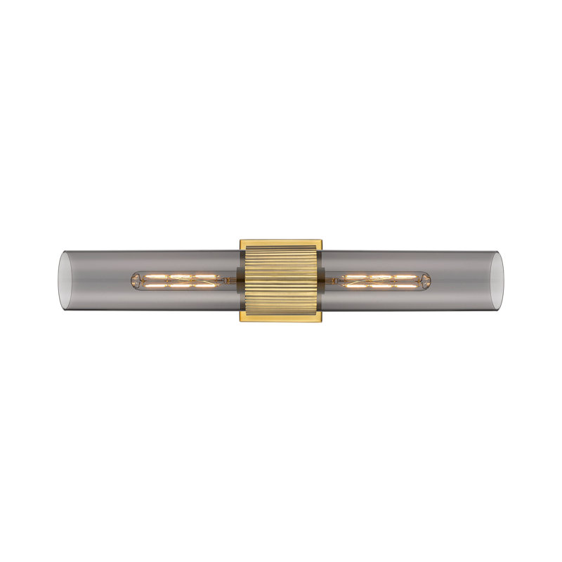 Éclairage pour meuble-lavabo mural 2 lumières 12 "Bolivar, Laiton brossé, Fumée