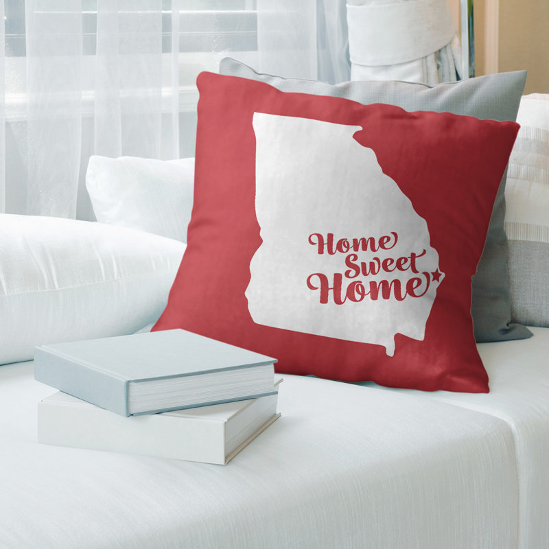 Cotton Blend Reversible Throw Pillow, 20" x 20", Red, Savannah