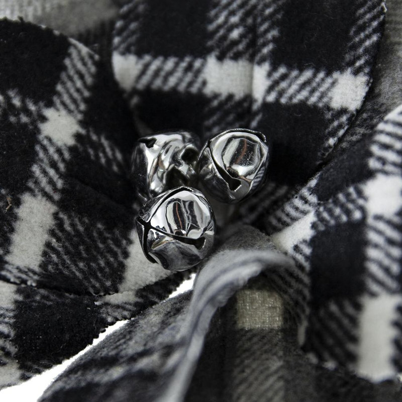 13" Black and White Plaid Poinsettia Stems Set of 12