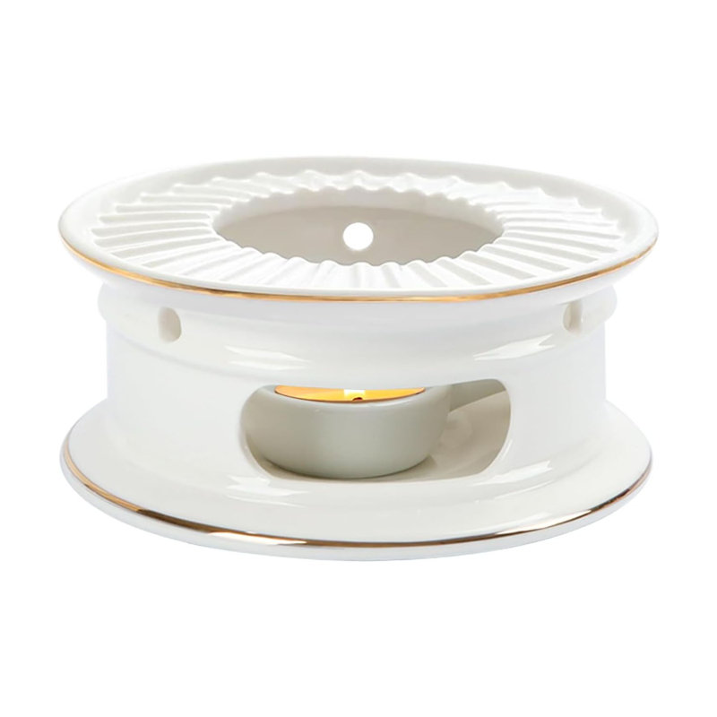 Chauffe-théière en céramique blanche avec porte-bougie chauffe-plat pour thé au lait