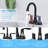 Two-Handle 4" Centerset Bathroom Sink Matte Black Faucet with Pop-Up Drain and High-Arc 360° Swivel Spout-110403472