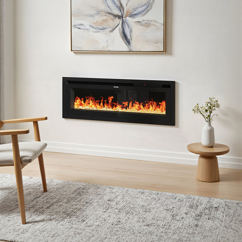 Symple Stuff Black Electric Fireplace with 5120 BTU, 45cm H x 106.7cm W x 14cm D