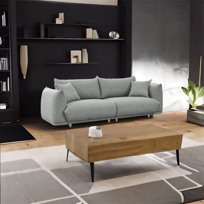 Canapé rembourré 90,5 po Amiya, Mélange de lin gris