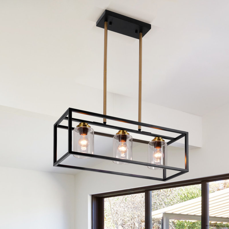 Modern 3-lights Rectangular Pendant Light Dimmable