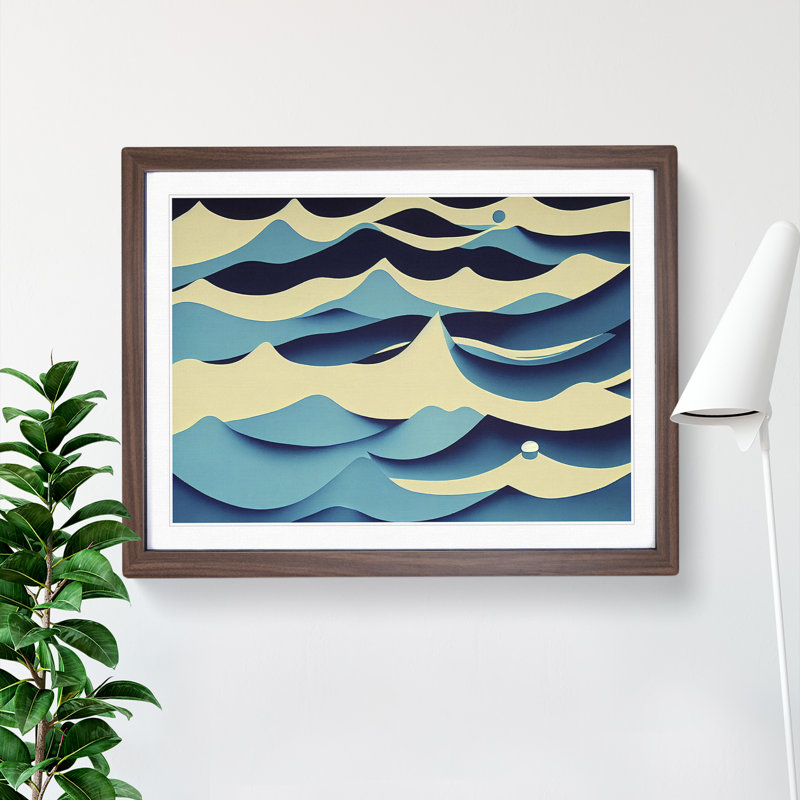 Abstract Ocean Wave Vol.3 - Framed Print, 25cm H x 34cm W x 2cm D, Walnut