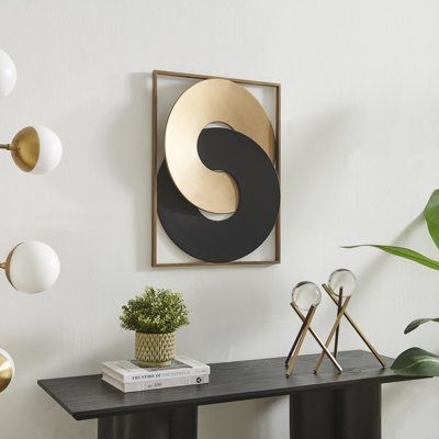 Gold and Black Intersecting Rings Mid-Century Modern Wall Art