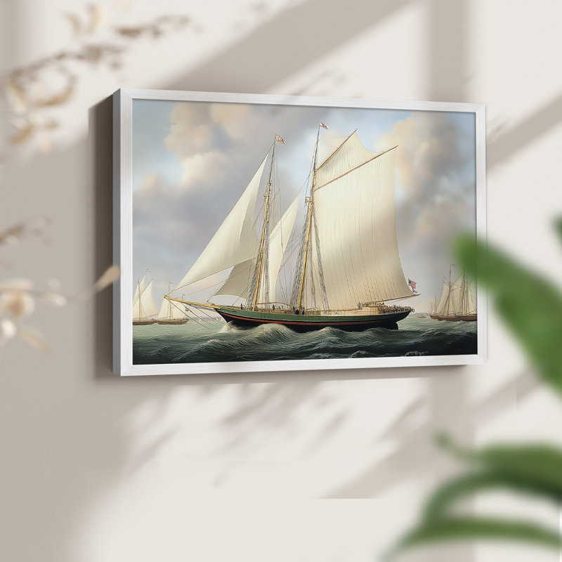 Série nautique - XCVI - Impression encadrée - Restickable, H 16 po x l 20 po, Blanc