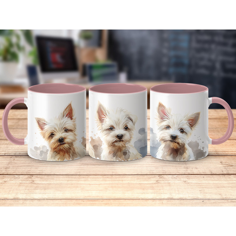 Watercolor Westie Puppy Design 11oz Coffee Mug, 3