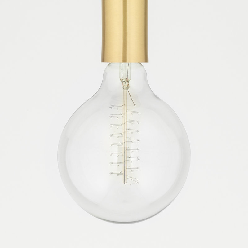 Avery 1 Light Pendant, Cream, Aged Brass, 5.75" H x 14" W x 14" D