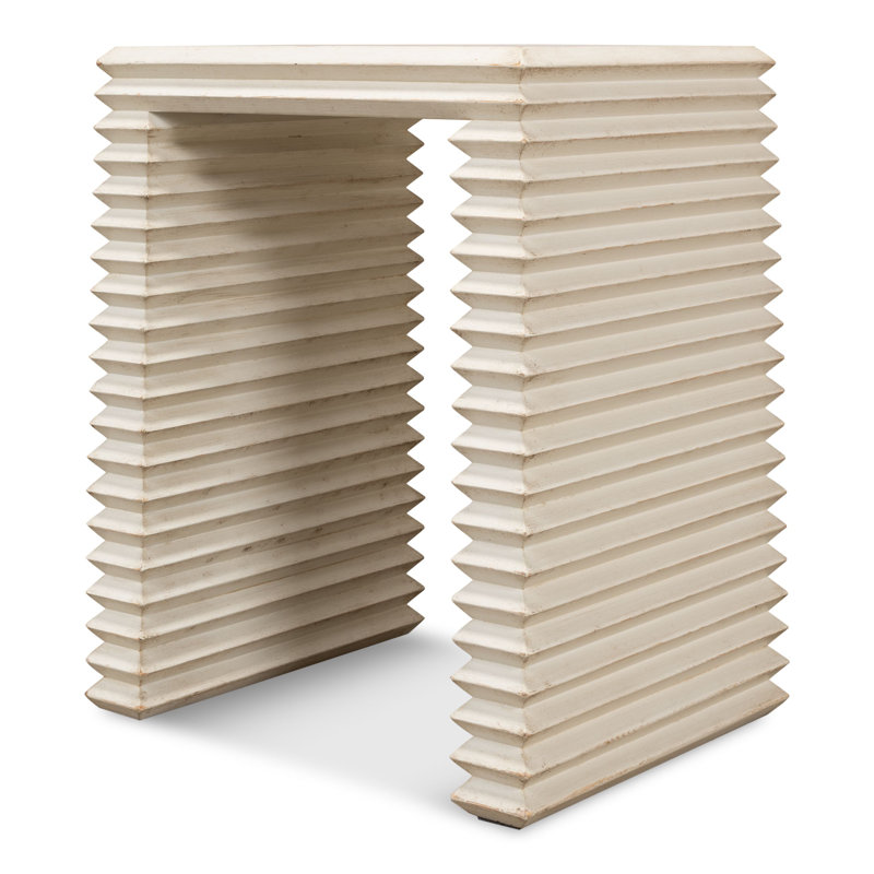 Stacked Solid Wood End Table, Antique White