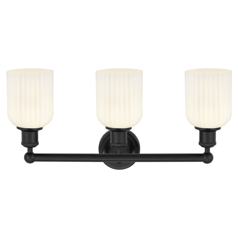Abat-jour de salle de bain 3 lumières Edison Northgate, Noir mat, Blanc