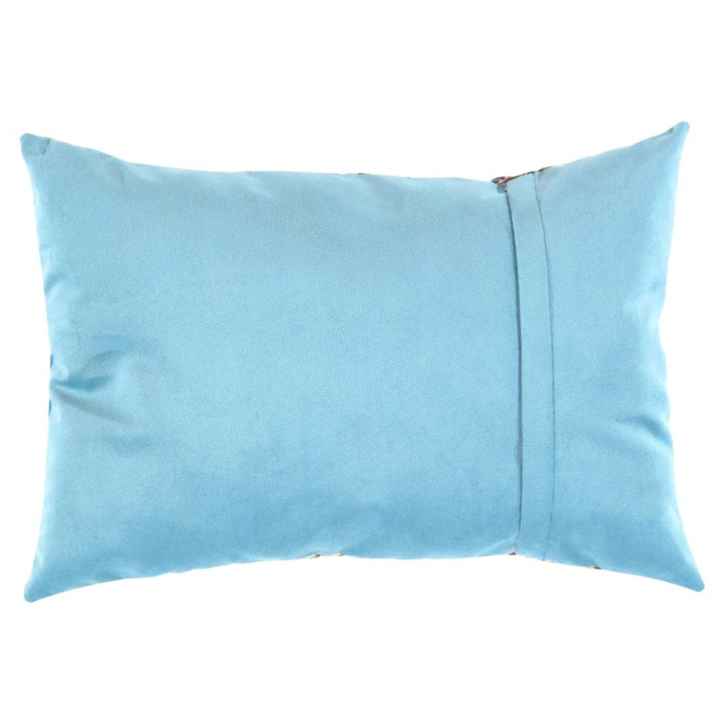 Persian Velvet Pillow 16'' X 24'', 16"H x 24"W, Rectangular, Navy Blue/Malibu/Yellow/Red
