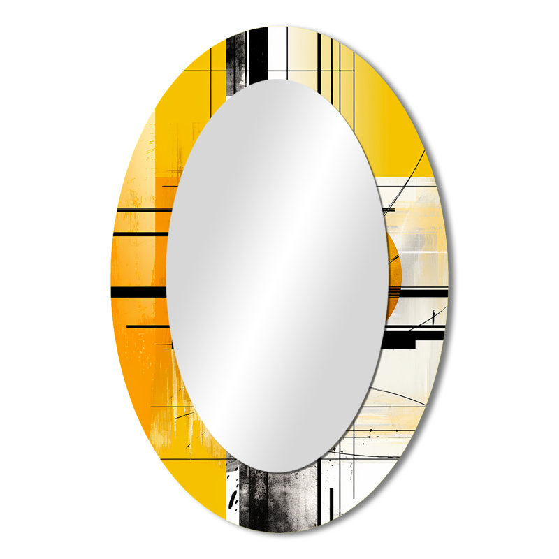 Miroir mural ovale jaune II, H 36 po x l 24 po