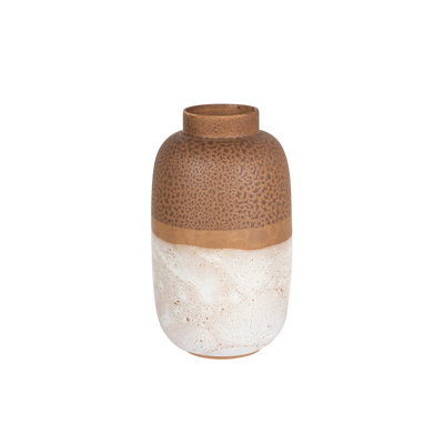 WHITE BROWN CERAMIC VASE