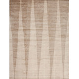 Vaheed Ta-4 Hand Knotted Abstract Area Rug in Ribs Biscuit/Black