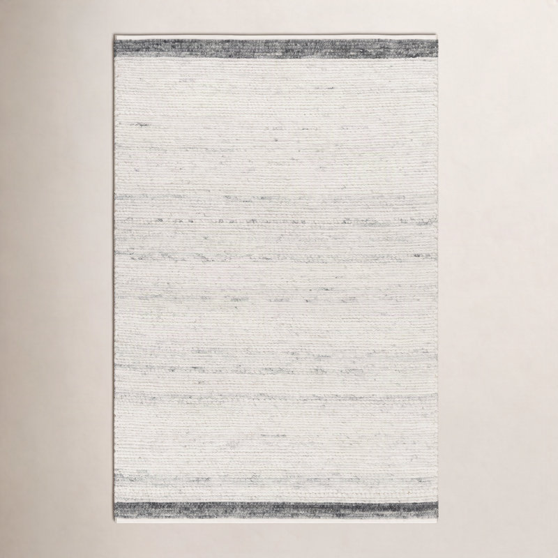 Mécanisme tressé à la main, recyclé, P.E.T. Tapis intérieur / extérieur gris / blanc, Rectangle 6 pi x 9 pi