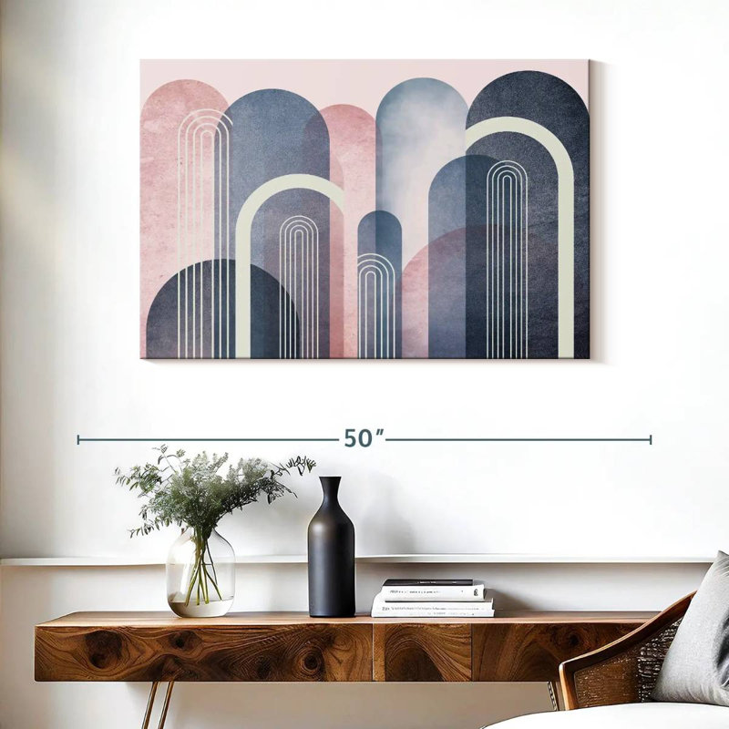 Avery Mid-Century Arches Blush marine, H 26 po x l 39 po