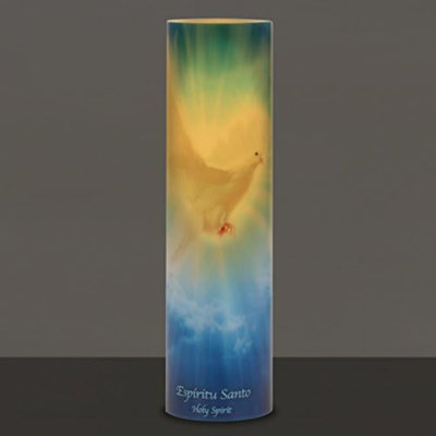 The Saints Collection Holy Spirit Flickering Lifelike LED Prayer Candle With Timer, Religious Home Decor, Gift Ideas For Friends And Family