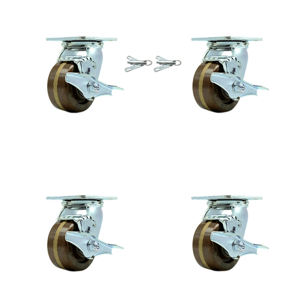 Relaxdays Roues Charge Lourde Jeu de 4, pivotent à 360°, roulement à Billes, 2 Freins, Grande capacité, 75 mm, 200kg