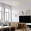 "VAXCEL Burnaby 20,5" laiton Mid-Century moderne tambour semi-encastré avec abat-jour en lin blanc "