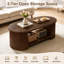 Table basse ovale de 42,51 po avec rangement, table de bout Mid-Century moderne à 2 niveaux pour le salon-60854645-61025759
