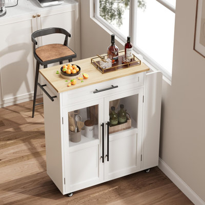 Rolling Wooden Kitchen Island With Drawer, Kitchen Cart With Storage Cabinet On Wheels by Winston Porter