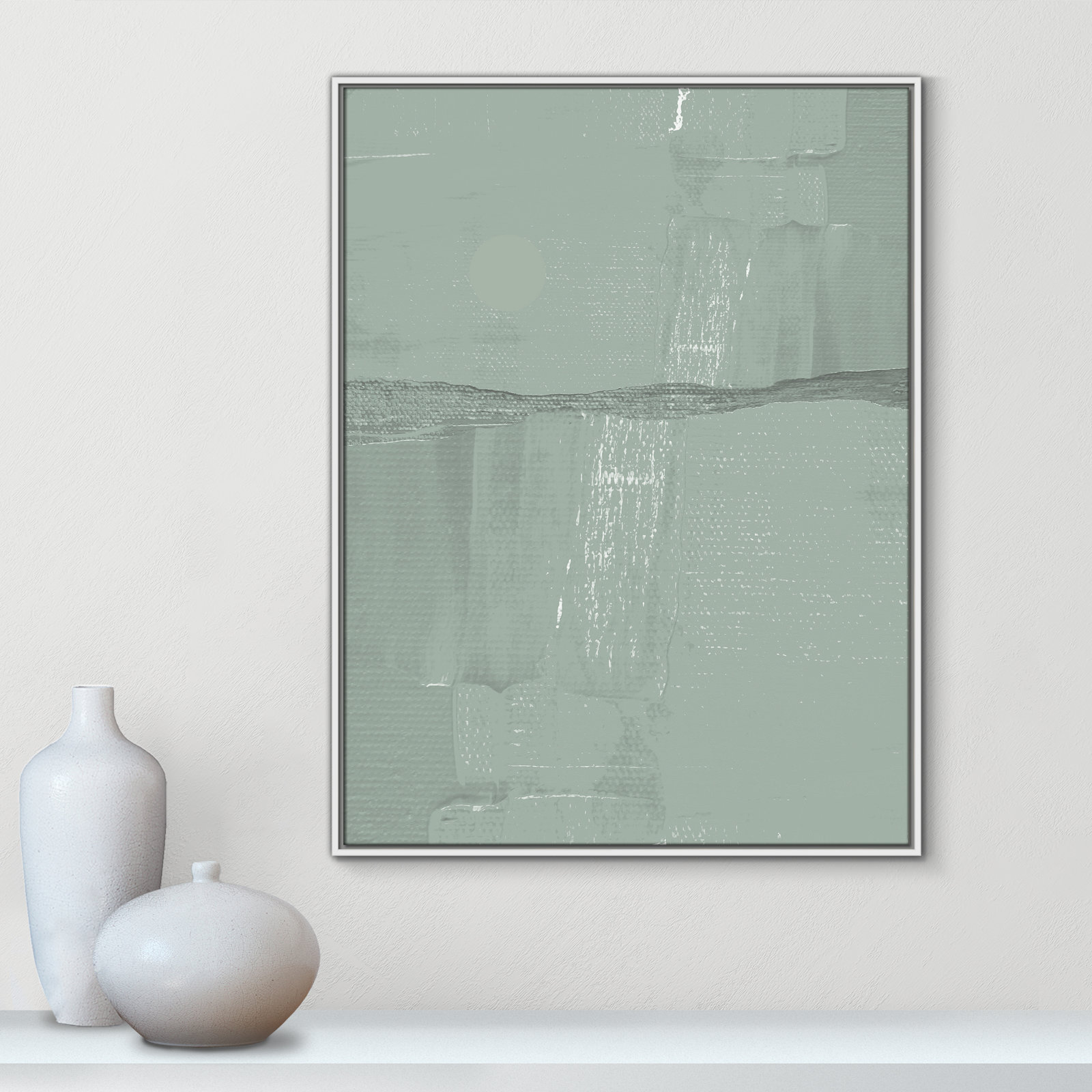 Attica "Sage Abstract" Print, 41.5" H x 31.5" W x 2" D, White