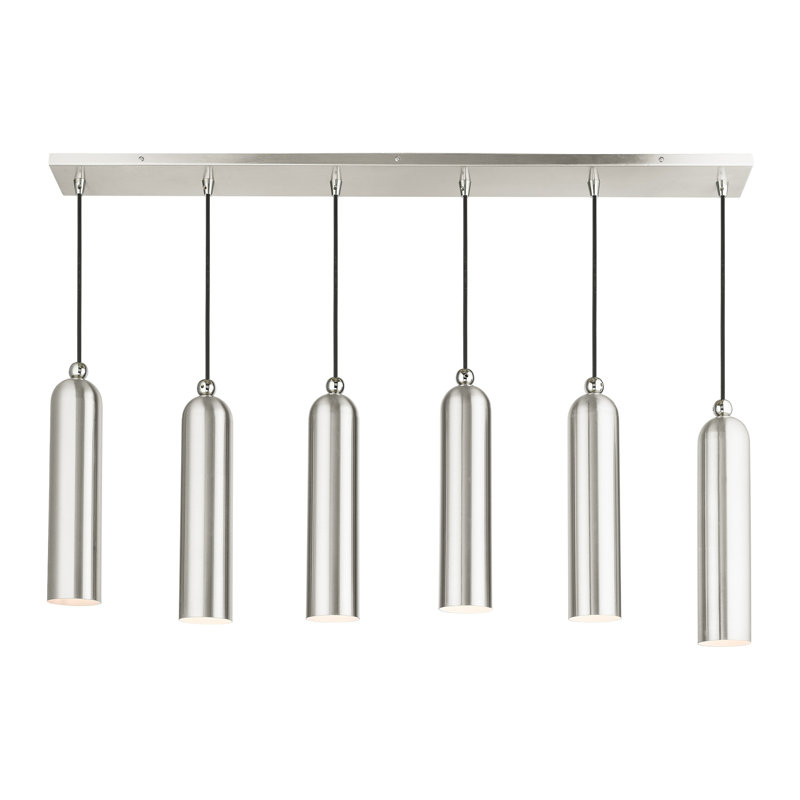 Veikko 6-Light Dimmable Linear Kitchen Island Pendant , Brushed Nickel