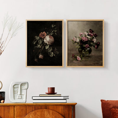 «Vintage Floral V», estampe numérique - ensemble de 2