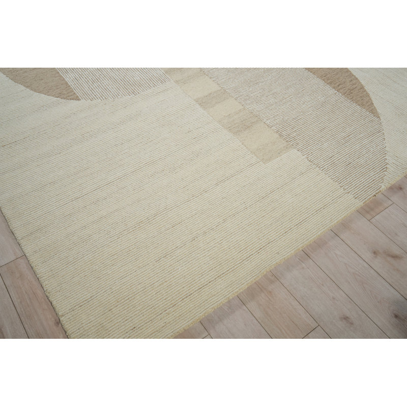 Mikura Hand Tufted New Zealand Wool Taupe/Light Brown/Ivory Area Rug, 14'X18'