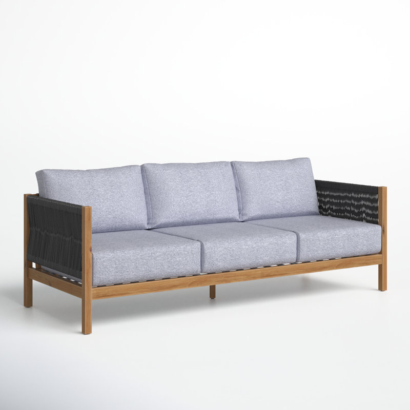 80.71'' Wide Eucalyptus Patio Sofa with Cushions
