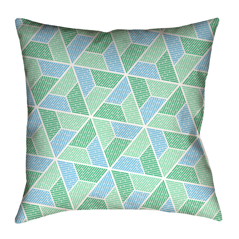 Coussin Katelyn Elizabeth, 14 po x 14 po, Vert / bleu, Polyester