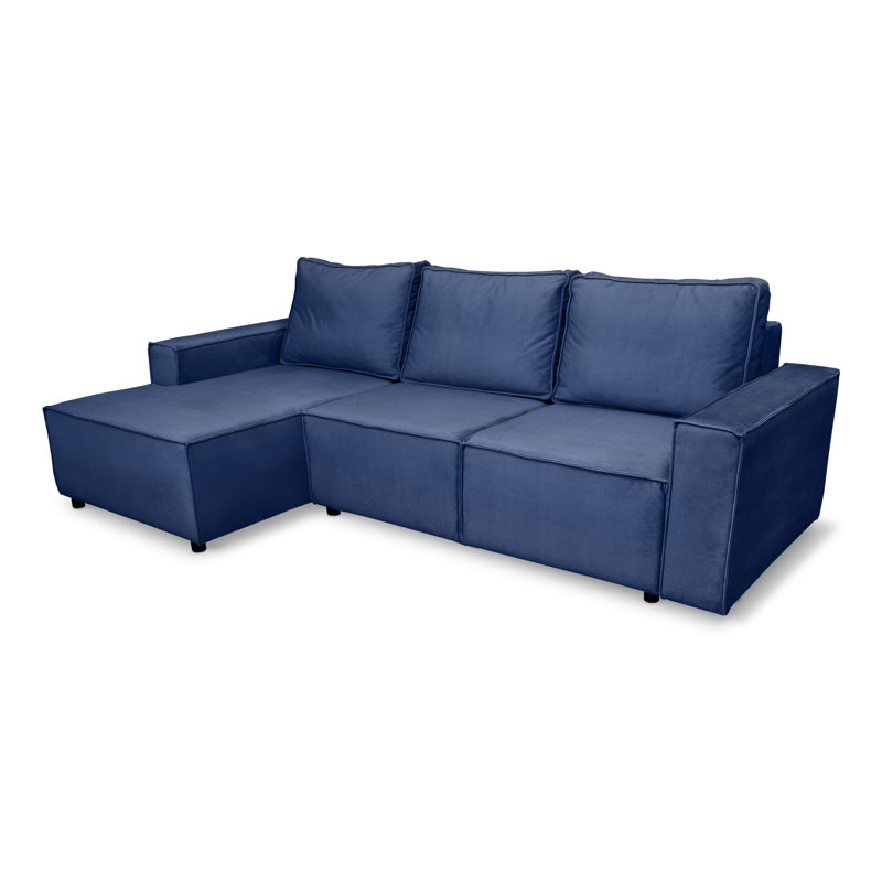 Jody 4 Seater Sofa Bed, Blue, Left Hand Facing
