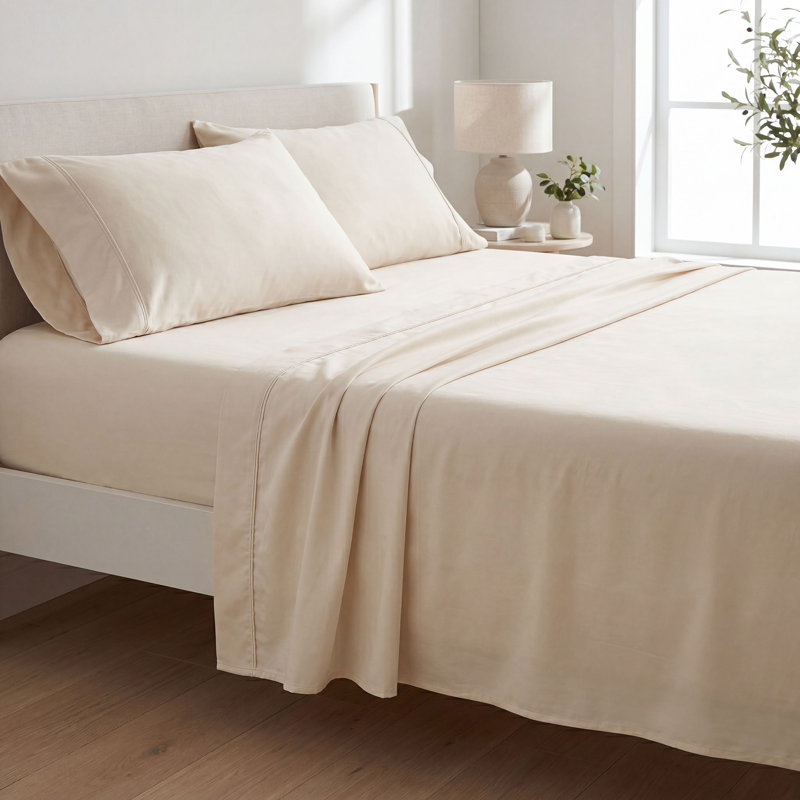 Ensemble de draps hypoallergéniques, Crème, King Sheet Set with 3 Pillowcases