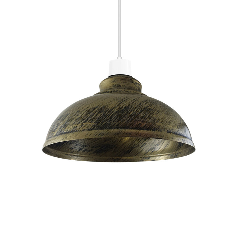 17cm H Metal Dome Lamp Shade, Brushed Brass